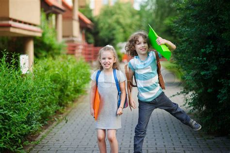 Dad and Daughter Have Fun on the Way to School